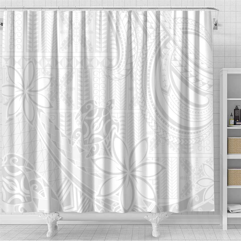 Tapu Fanau Ia Niue Shower Curtain Happy White Sunday Unique Hiapo - Polynesian Pride