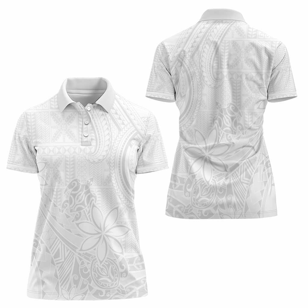 Tapu Fanau Ia Niue Women Polo Shirt Happy White Sunday Unique Hiapo - Polynesian Pride