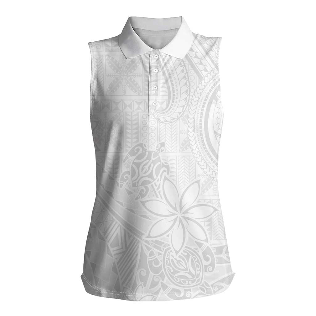 Tapu Fanau Ia Niue Women Sleeveless Polo Shirt Happy White Sunday Unique Hiapo - Polynesian Pride