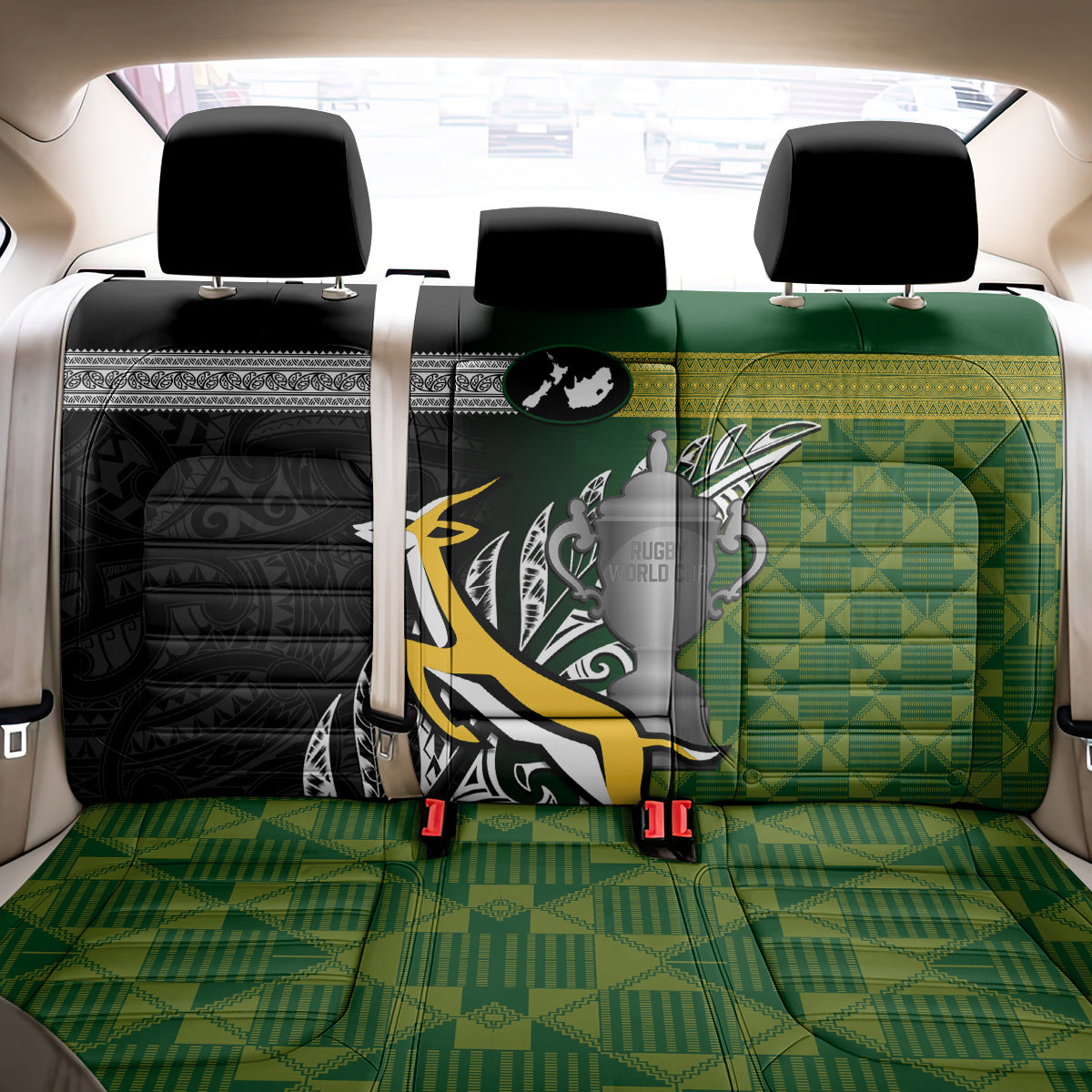 New Zealand and South Africa Rugby Back Car Seat Cover 2023 World Cup Final All Black Springboks Together