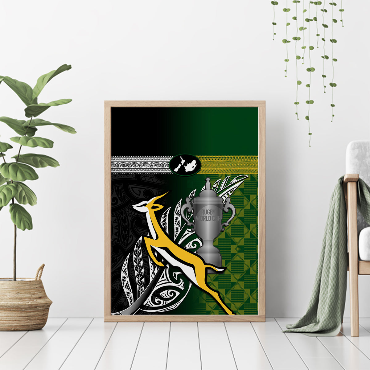 New Zealand and South Africa Rugby Canvas Wall Art 2023 World Cup Final All Black Springboks Together LT14 - Polynesian Pride