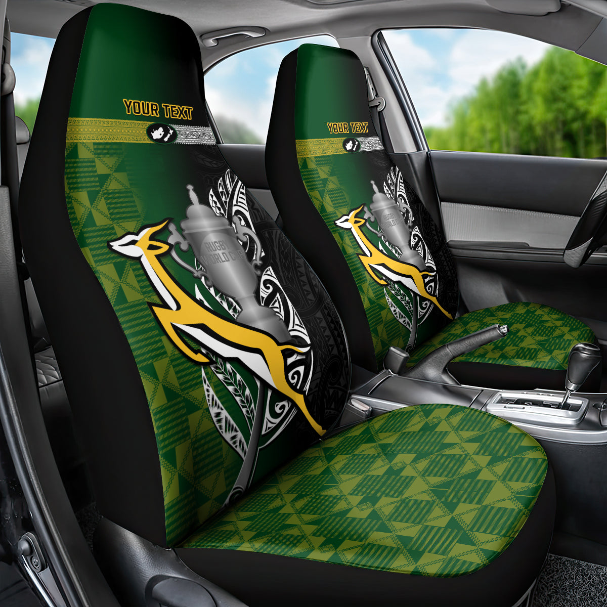 Personalised New Zealand and South Africa Rugby Car Seat Cover 2023 World Cup Final All Black Springboks Together LT14 - Polynesian Pride