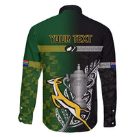 Personalised New Zealand and South Africa Rugby Family Matching Off Shoulder Long Sleeve Dress and Hawaiian Shirt 2023 World Cup Final All Black Springboks Together LT14 - Polynesian Pride