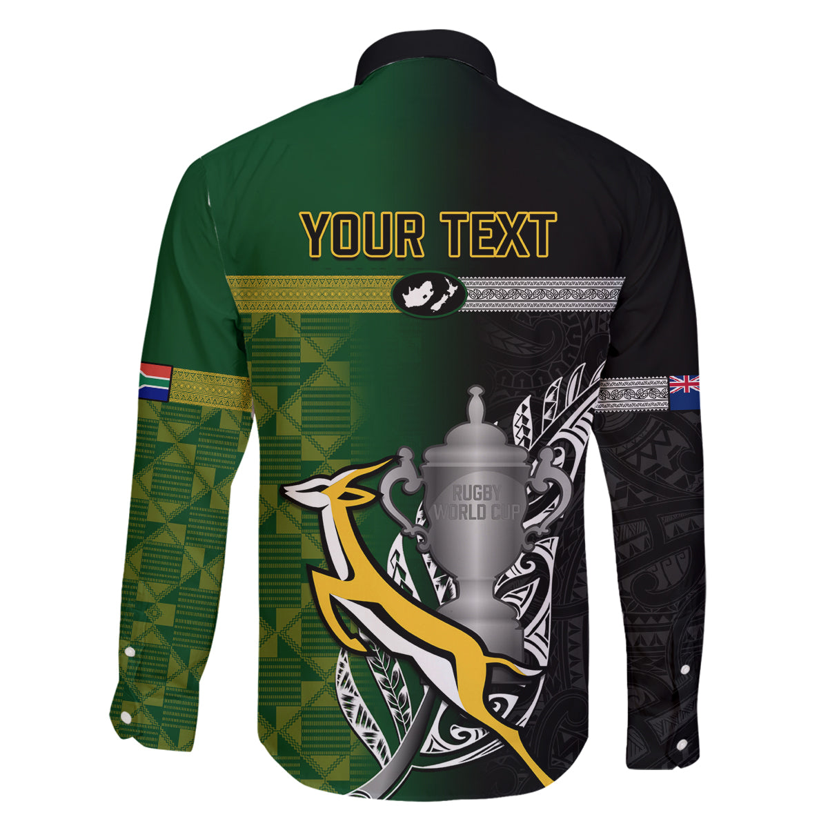 Personalised New Zealand and South Africa Rugby Family Matching Off Shoulder Maxi Dress and Hawaiian Shirt 2023 World Cup Final All Black Springboks Together LT14 - Polynesian Pride