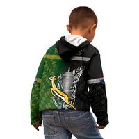 Personalised New Zealand and South Africa Rugby Kid Hoodie 2023 World Cup Final All Black Springboks Together LT14 - Polynesian Pride