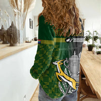 Personalised New Zealand and South Africa Rugby Women Casual Shirt 2023 World Cup Final All Black Springboks Together LT14 - Polynesian Pride