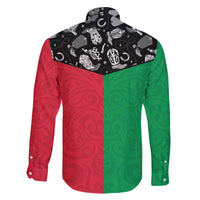 Vanuatu Cowboy Family Matching Off The Shoulder Long Sleeve Dress and Hawaiian Shirt Cowboy Symbols Split Stylized - Polynesian Pride