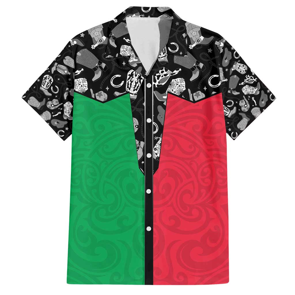 Vanuatu Cowboy Family Matching Off Shoulder Maxi Dress and Hawaiian Shirt Cowboy Symbols Split Stylized - Polynesian Pride