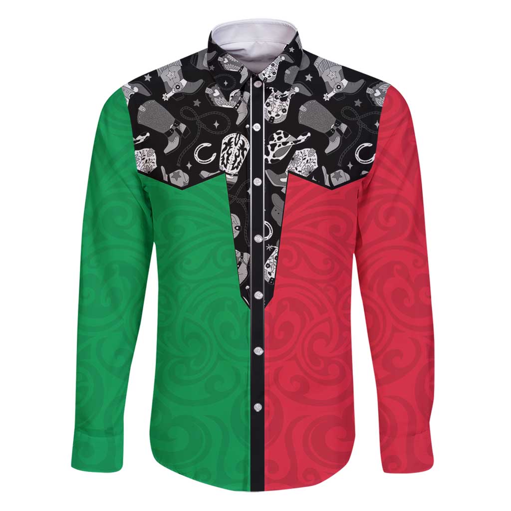 Vanuatu Cowboy Family Matching Puletasi and Hawaiian Shirt Cowboy Symbols Split Stylized - Polynesian Pride