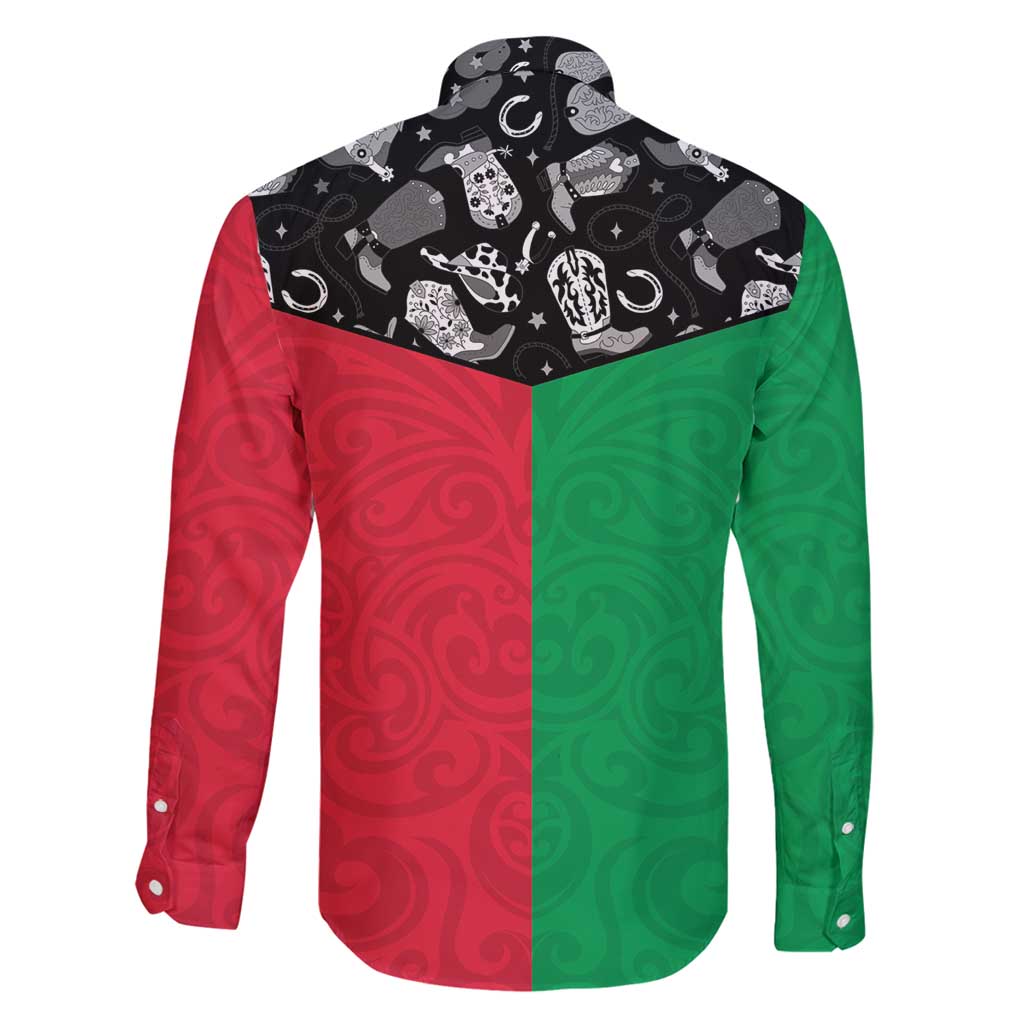 Vanuatu Cowboy Family Matching Summer Maxi Dress and Hawaiian Shirt Cowboy Symbols Split Stylized - Polynesian Pride