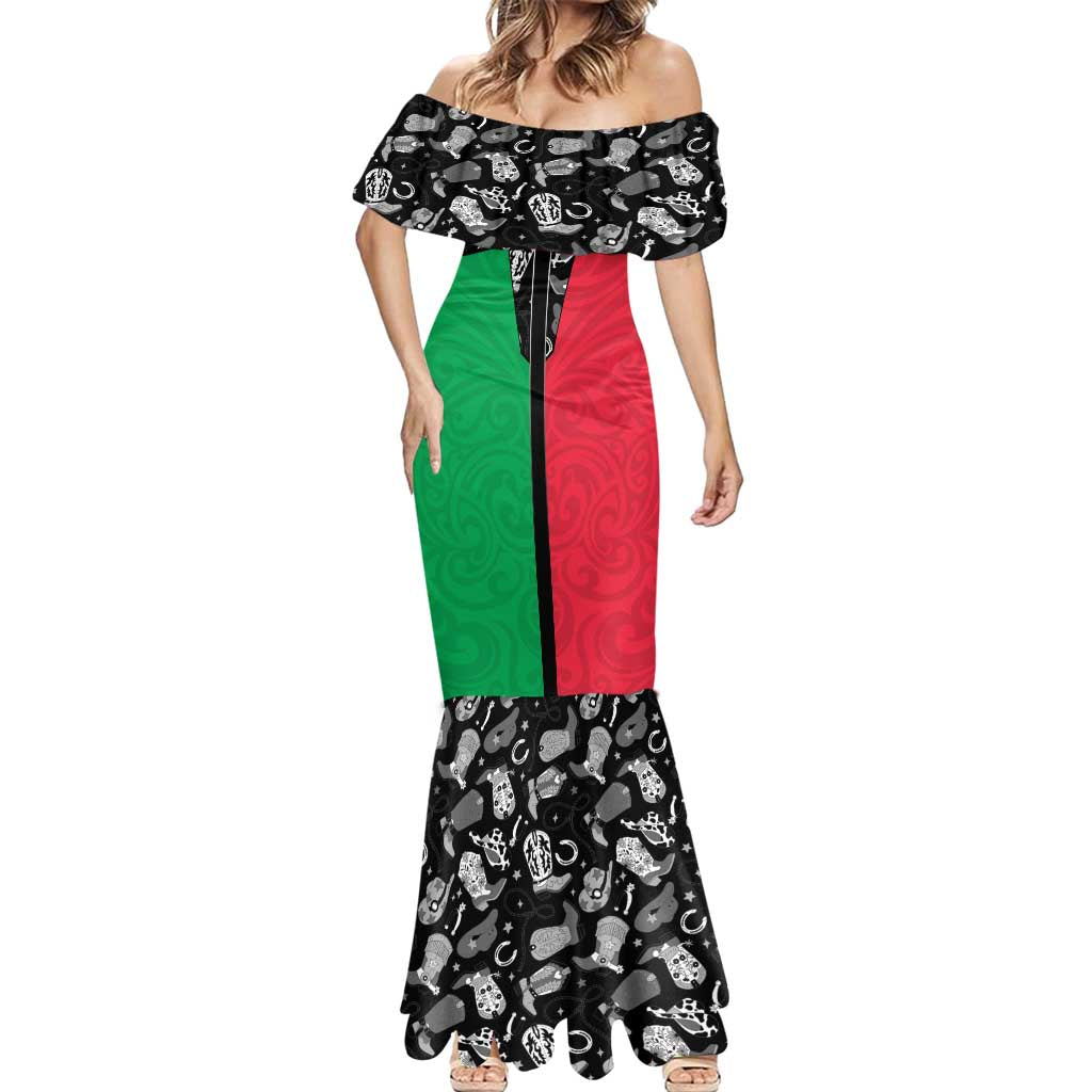 Vanuatu Cowboy Mermaid Dress Cowboy Symbols Split Stylized LT14 - Polynesian Pride