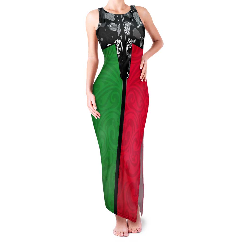 Vanuatu Cowboy Tank Maxi Dress Cowboy Symbols Split Stylized - Polynesian Pride