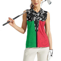 Vanuatu Cowboy Women Sleeveless Polo Shirt Cowboy Symbols Split Stylized - Polynesian Pride