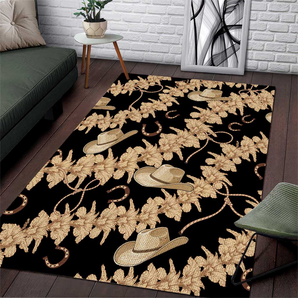 Vanuatu Cowboy Area Rug Seamless Straw Hats Hibiscus - Polynesian Pride