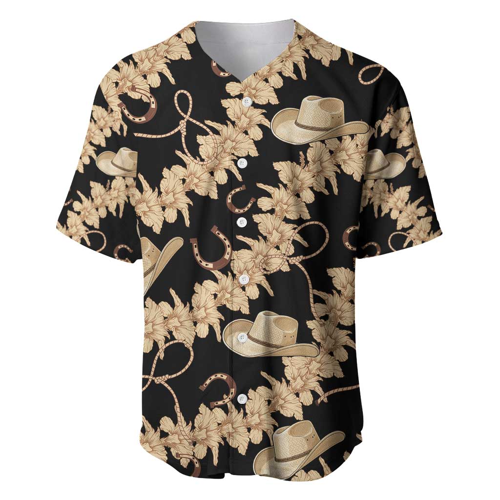 Vanuatu Cowboy Baseball Jersey Seamless Straw Hats Hibiscus - Polynesian Pride