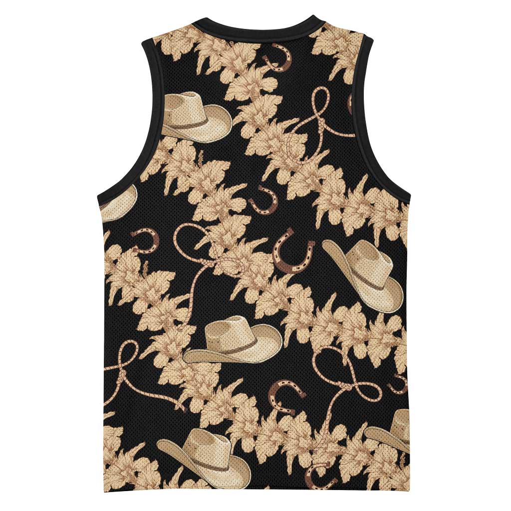 Vanuatu Cowboy Basketball Jersey Seamless Straw Hats Hibiscus - Polynesian Pride