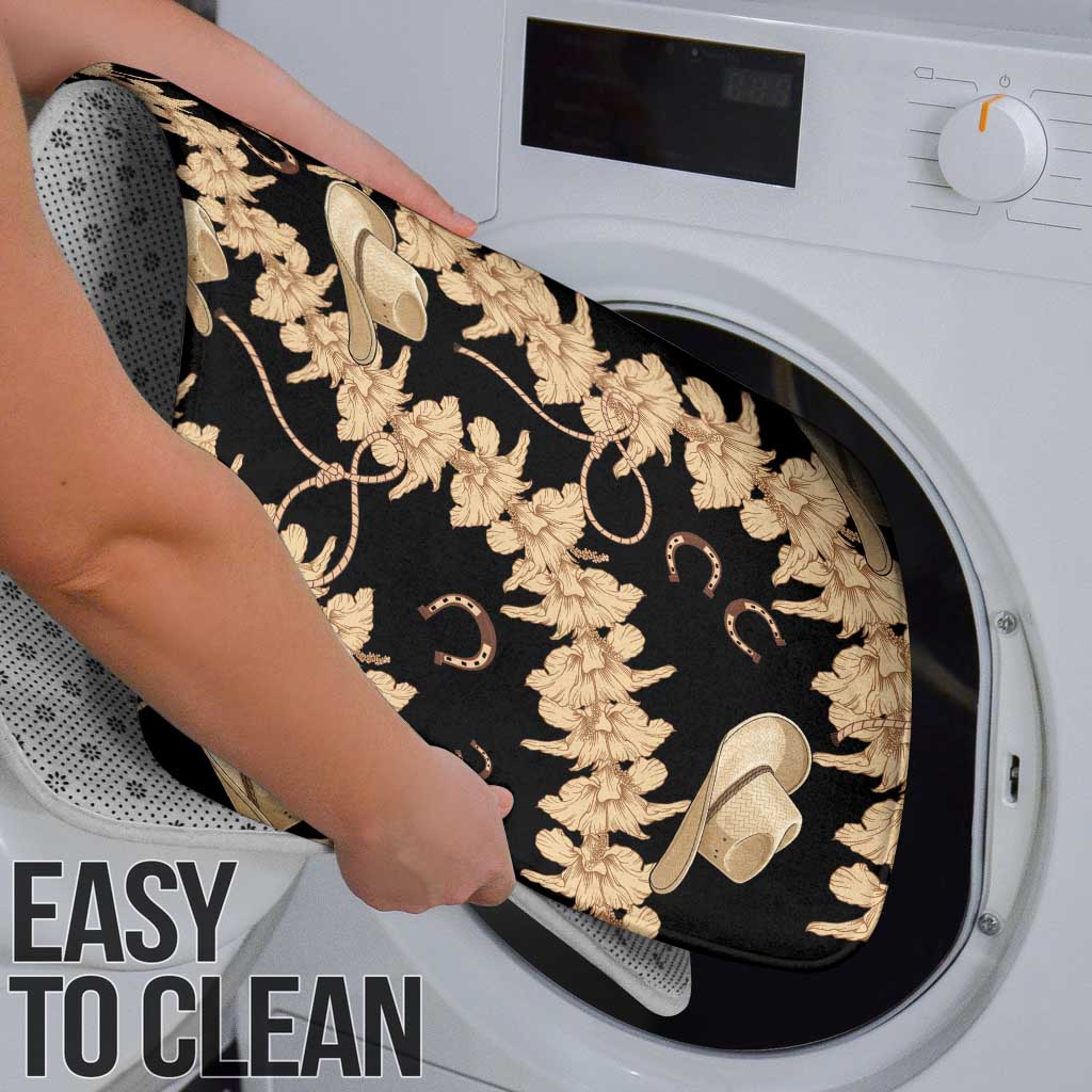 Vanuatu Cowboy Bathroom Set Seamless Straw Hats Hibiscus - Polynesian Pride