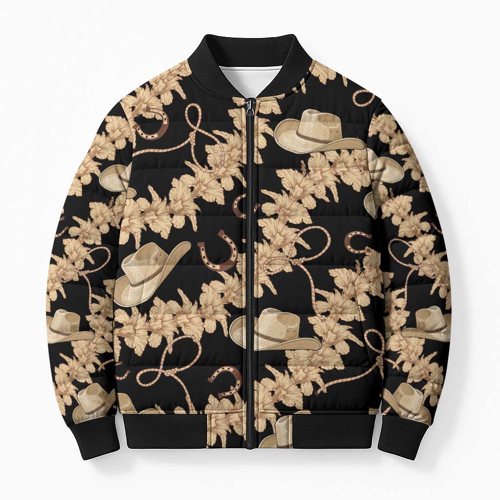Vanuatu Cowboy Bomber Puffer Jacket Seamless Straw Hats Hibiscus - Polynesian Pride