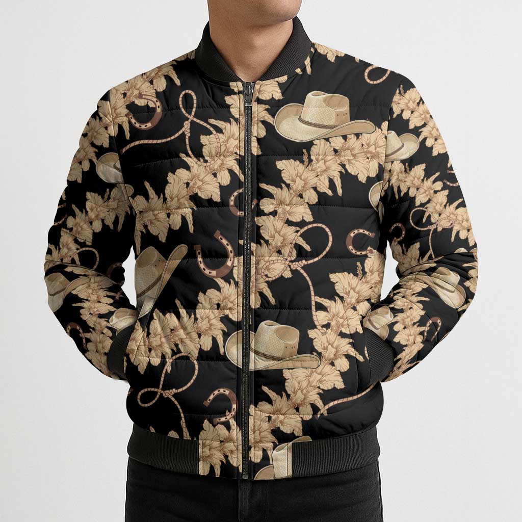 Vanuatu Cowboy Bomber Puffer Jacket Seamless Straw Hats Hibiscus - Polynesian Pride
