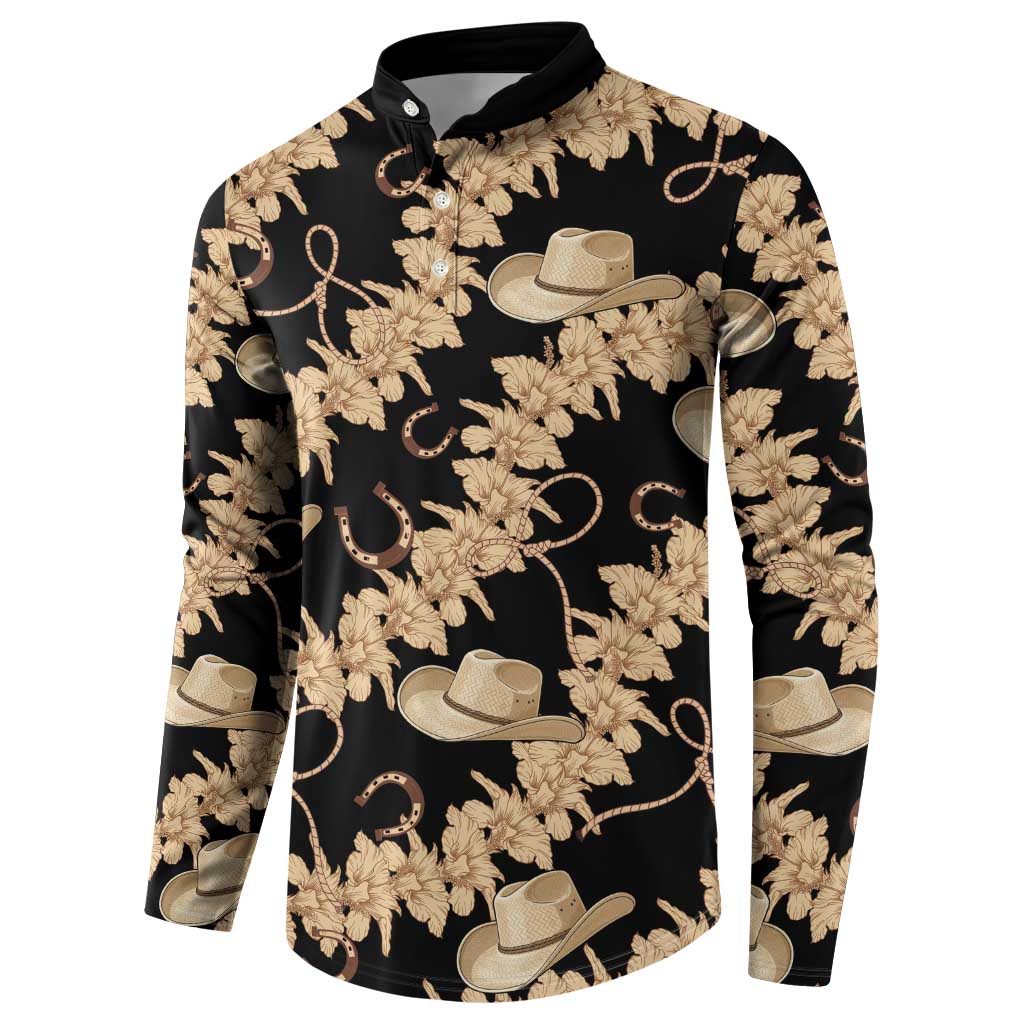 Vanuatu Cowboy Button Sweatshirt Seamless Straw Hats Hibiscus - Polynesian Pride