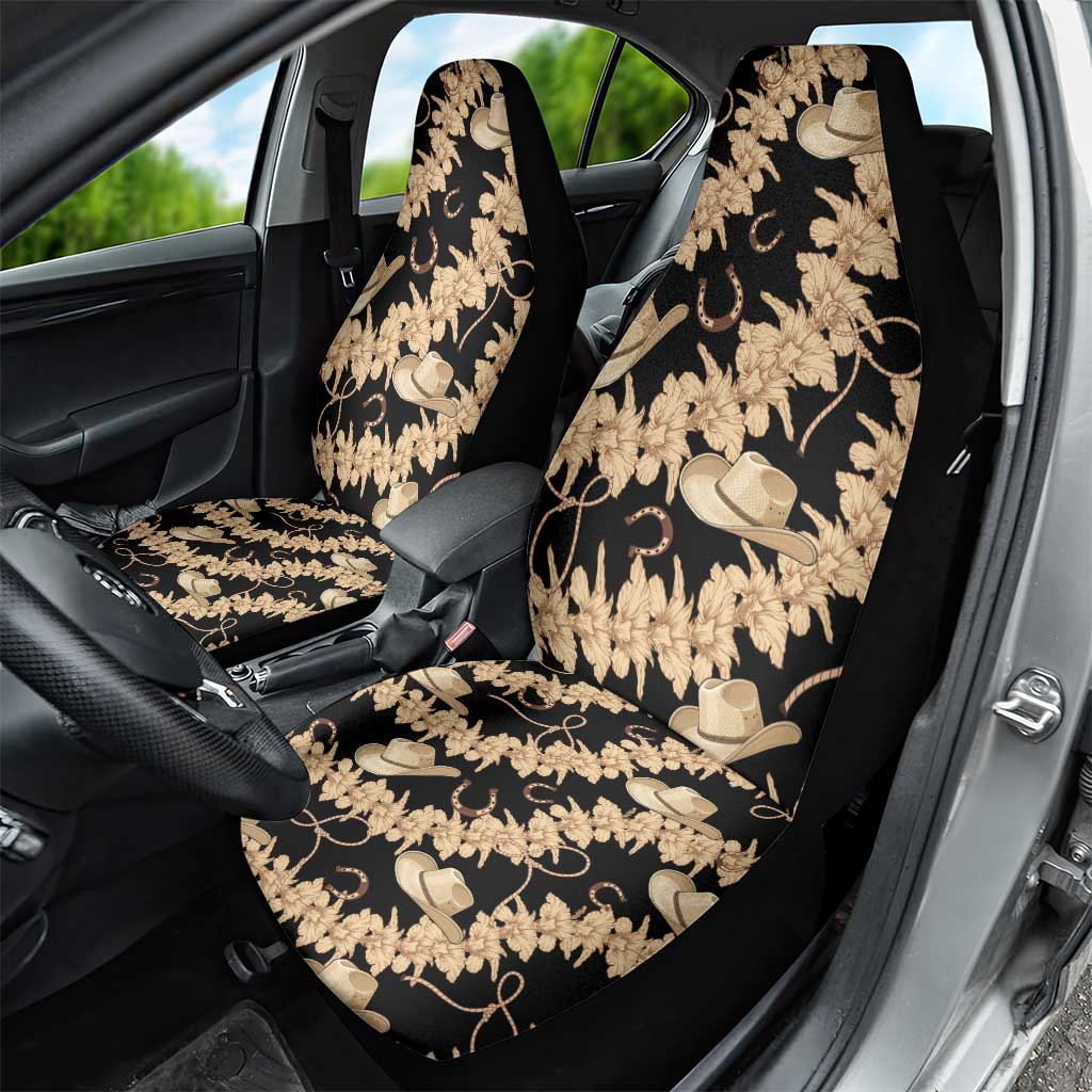 Vanuatu Cowboy Car Seat Cover Seamless Straw Hats Hibiscus - Polynesian Pride