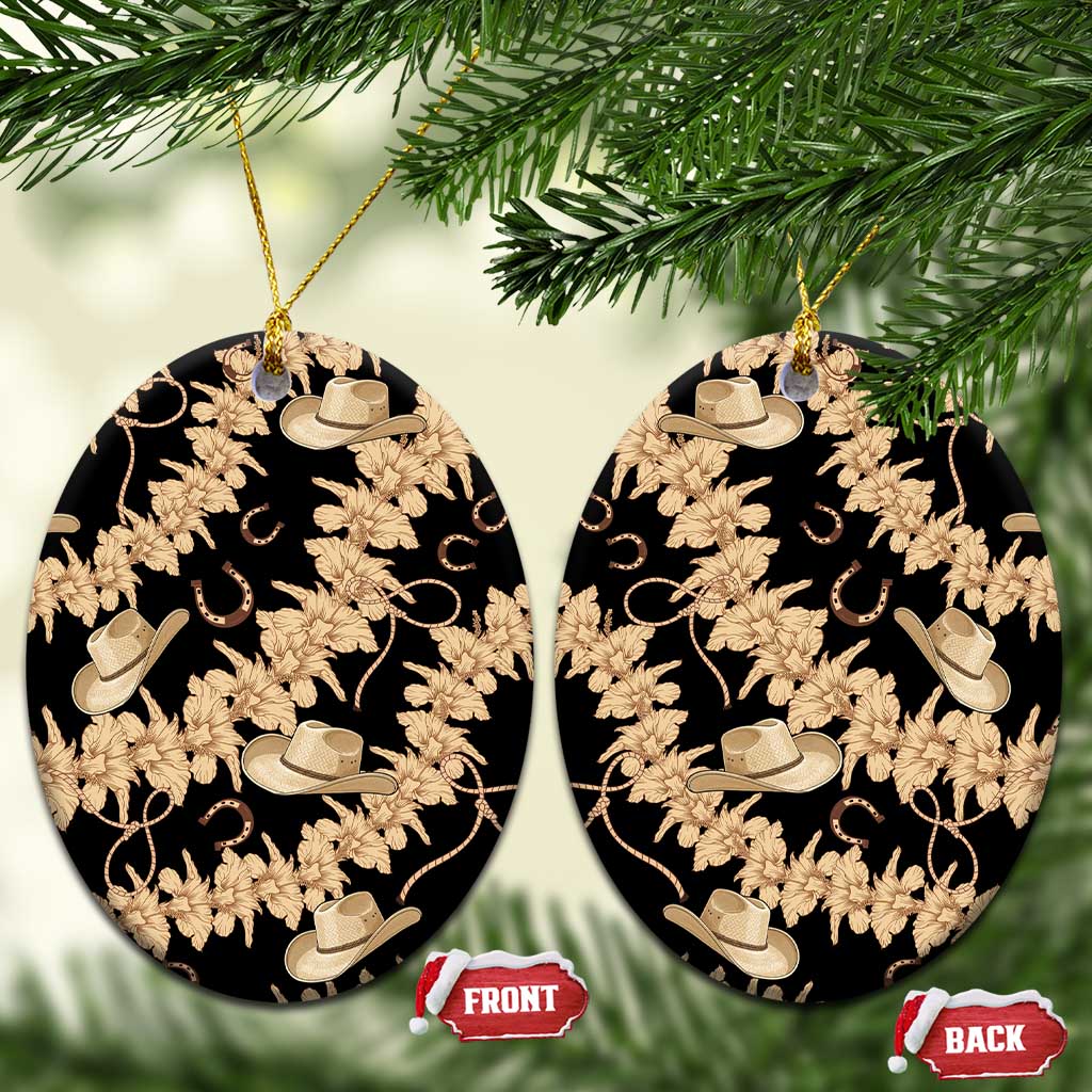 Vanuatu Cowboy Ceramic Ornament Seamless Straw Hats Hibiscus - Polynesian Pride