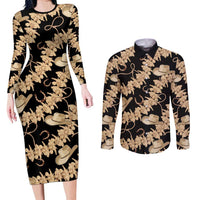 Vanuatu Cowboy Couples Matching Long Sleeve Bodycon Dress and Long Sleeve Button Shirt Seamless Straw Hats Hibiscus - Polynesian Pride