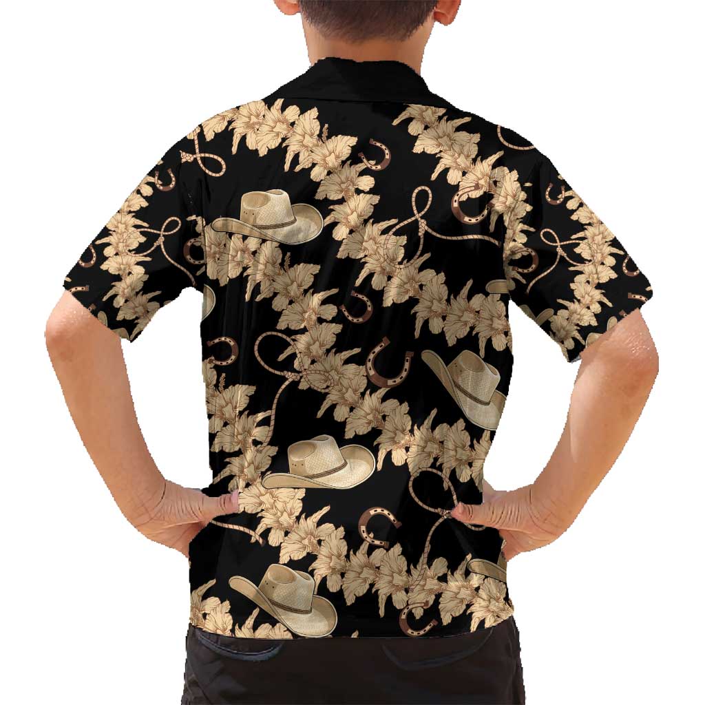 Vanuatu Cowboy Family Matching Long Sleeve Bodycon Dress and Hawaiian Shirt Seamless Straw Hats Hibiscus - Polynesian Pride