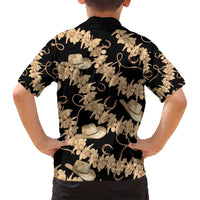 Vanuatu Cowboy Family Matching Long Sleeve Bodycon Dress and Hawaiian Shirt Seamless Straw Hats Hibiscus - Polynesian Pride