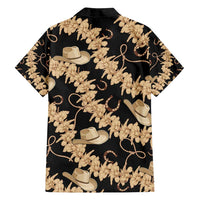 Vanuatu Cowboy Family Matching Long Sleeve Bodycon Dress and Hawaiian Shirt Seamless Straw Hats Hibiscus - Polynesian Pride