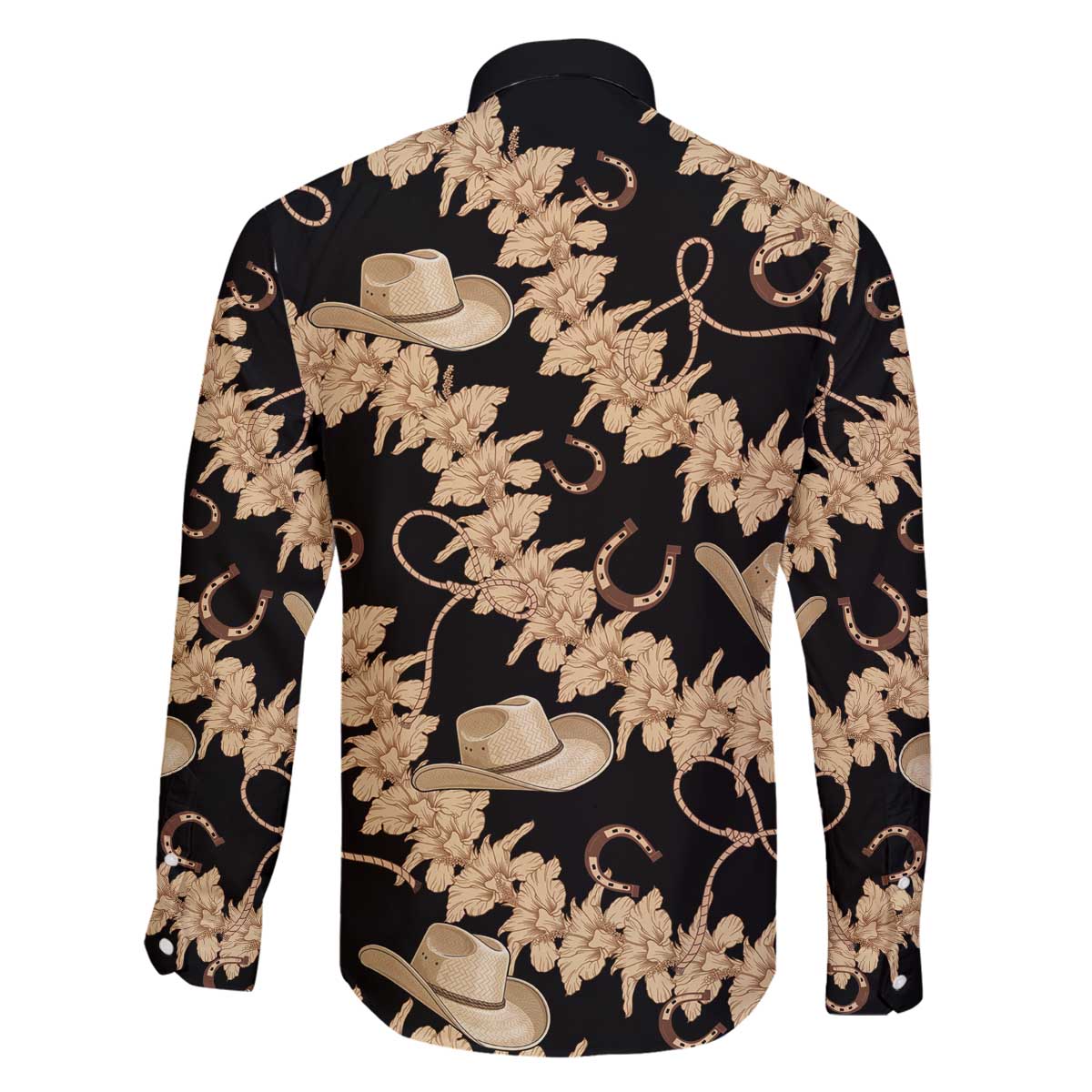 Vanuatu Cowboy Family Matching Off The Shoulder Long Sleeve Dress and Hawaiian Shirt Seamless Straw Hats Hibiscus - Polynesian Pride