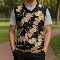 Vanuatu Cowboy Christmas Knitted V-Neck Vest Seamless Straw Hats Hibiscus - Polynesian Pride