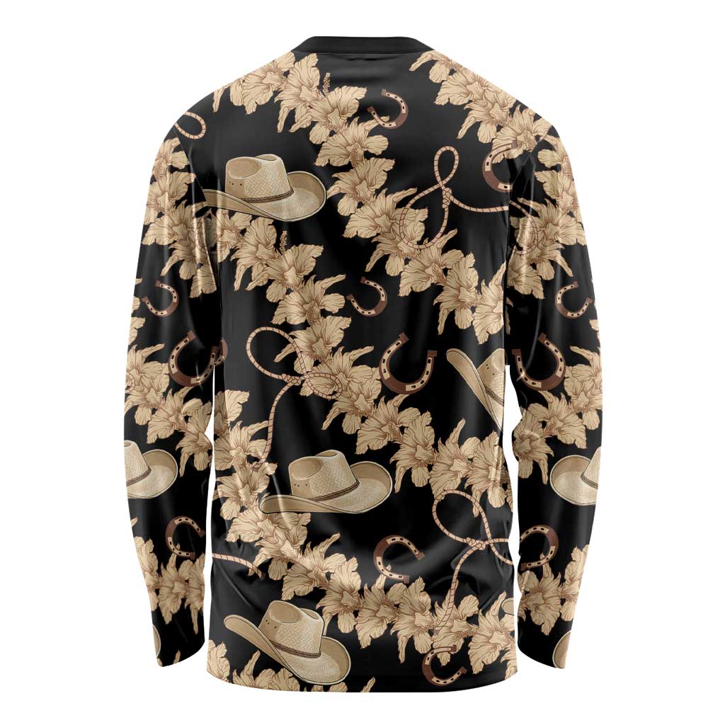 Vanuatu Cowboy Long Sleeve Shirt Seamless Straw Hats Hibiscus - Polynesian Pride