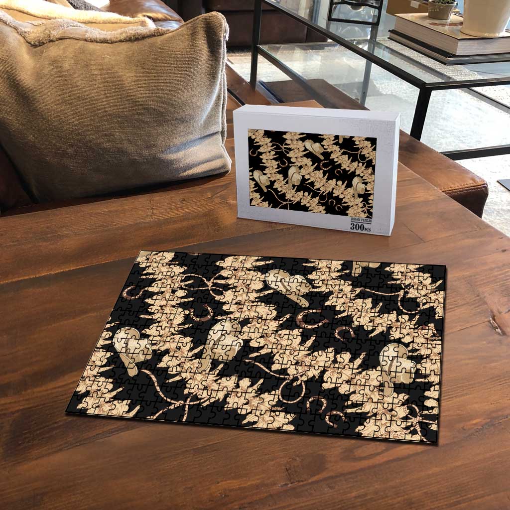 Vanuatu Cowboy Puzzle Seamless Straw Hats Hibiscus - Polynesian Pride