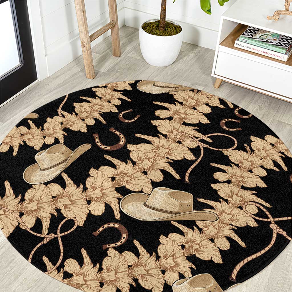 Vanuatu Cowboy Round Carpet Seamless Straw Hats Hibiscus - Polynesian Pride
