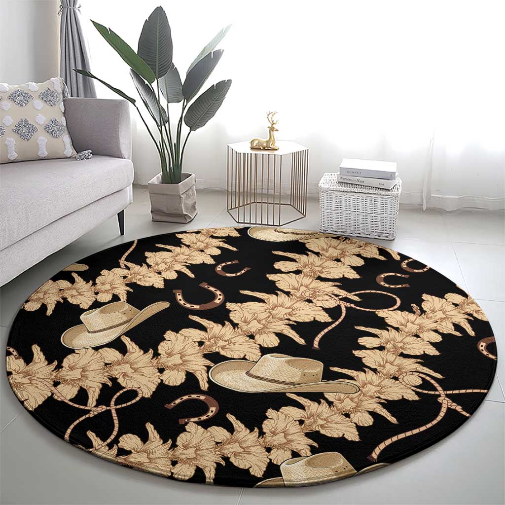 Vanuatu Cowboy Round Carpet Seamless Straw Hats Hibiscus - Polynesian Pride