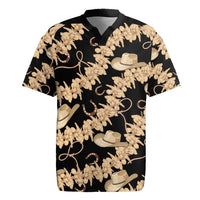 Vanuatu Cowboy Rugby Jersey Seamless Straw Hats Hibiscus - Polynesian Pride