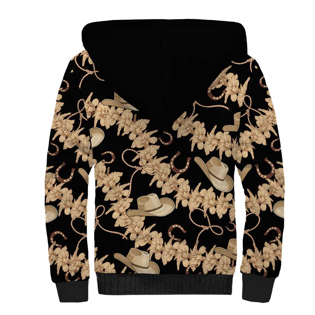 Vanuatu Cowboy Sherpa Hoodie Seamless Straw Hats Hibiscus - Polynesian Pride