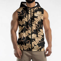 Vanuatu Cowboy Sleeveless Zip Hoodie Seamless Straw Hats Hibiscus - Polynesian Pride