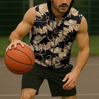 Vanuatu Cowboy Sleeveless Zip Hoodie Seamless Straw Hats Hibiscus - Polynesian Pride