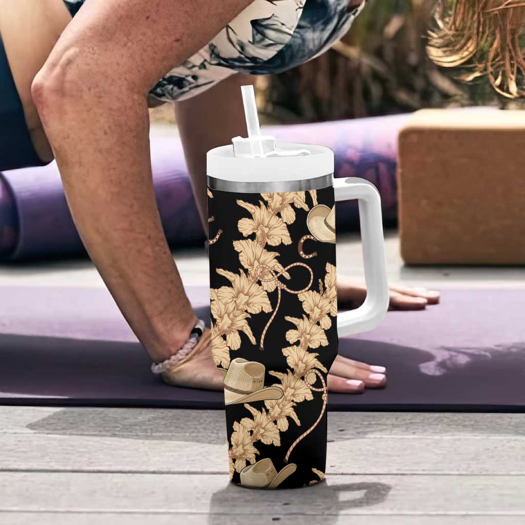 Vanuatu Cowboy Tumbler With Handle Seamless Straw Hats Hibiscus - Polynesian Pride
