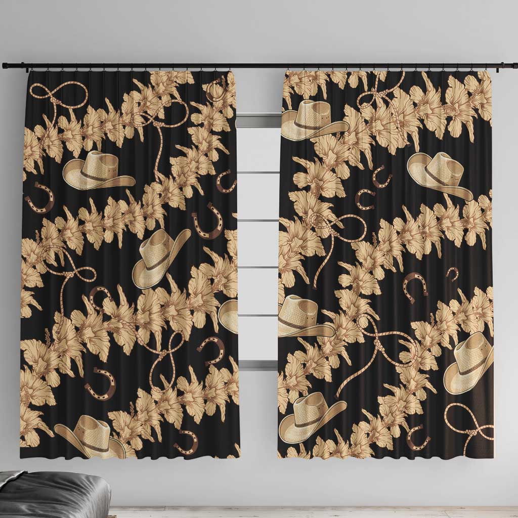 Vanuatu Cowboy Window Curtain Seamless Straw Hats Hibiscus - Polynesian Pride
