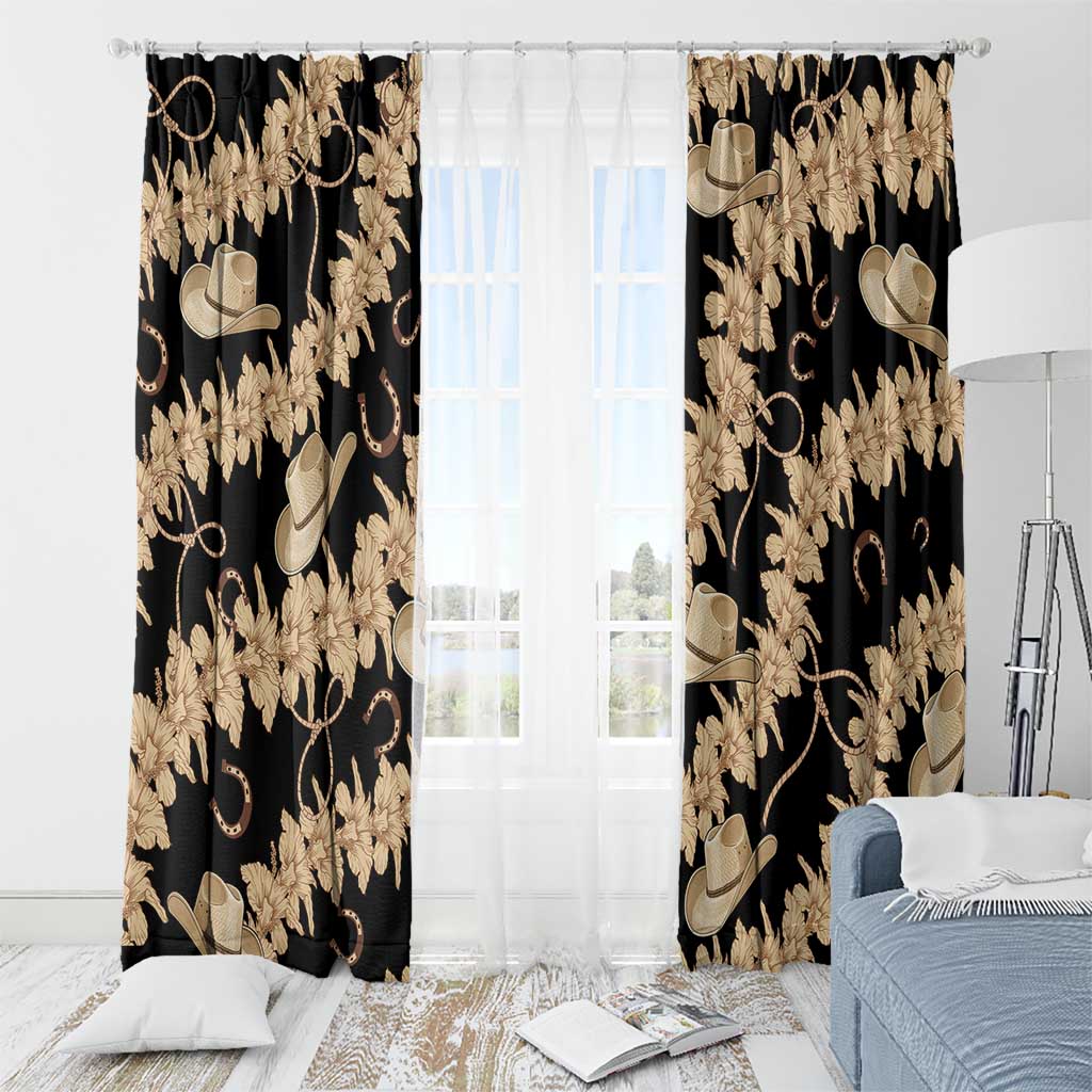 Vanuatu Cowboy Window Curtain Seamless Straw Hats Hibiscus - Polynesian Pride