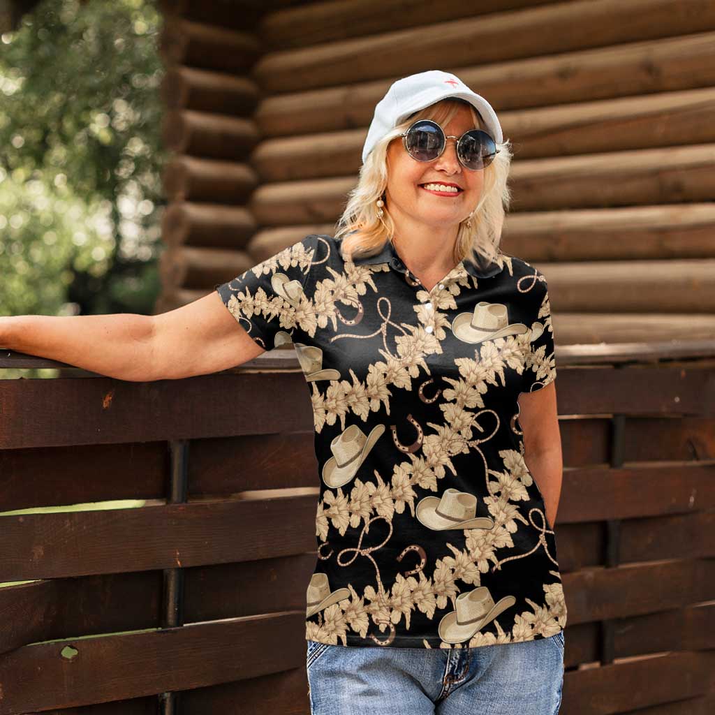 Vanuatu Cowboy Women Polo Shirt Seamless Straw Hats Hibiscus - Polynesian Pride