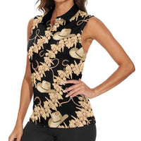 Vanuatu Cowboy Women Sleeveless Polo Shirt Seamless Straw Hats Hibiscus - Polynesian Pride