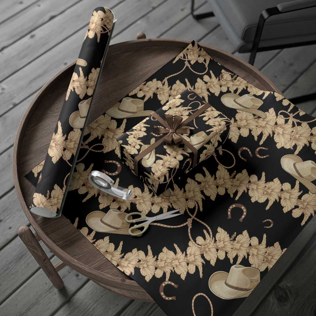 Vanuatu Cowboy Wrapping Paper Seamless Straw Hats Hibiscus LT14 - Polynesian Pride