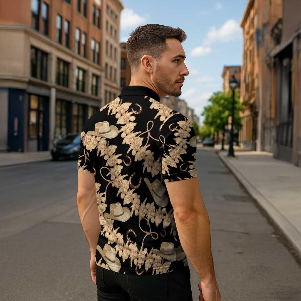 Vanuatu Cowboy Zipper Polo Shirt Seamless Straw Hats Hibiscus - Polynesian Pride