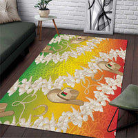 Vanuatu Cowboy Area Rug Straw Hats Hibiscus With Sand Drawing LT14 Reggae - Polynesian Pride