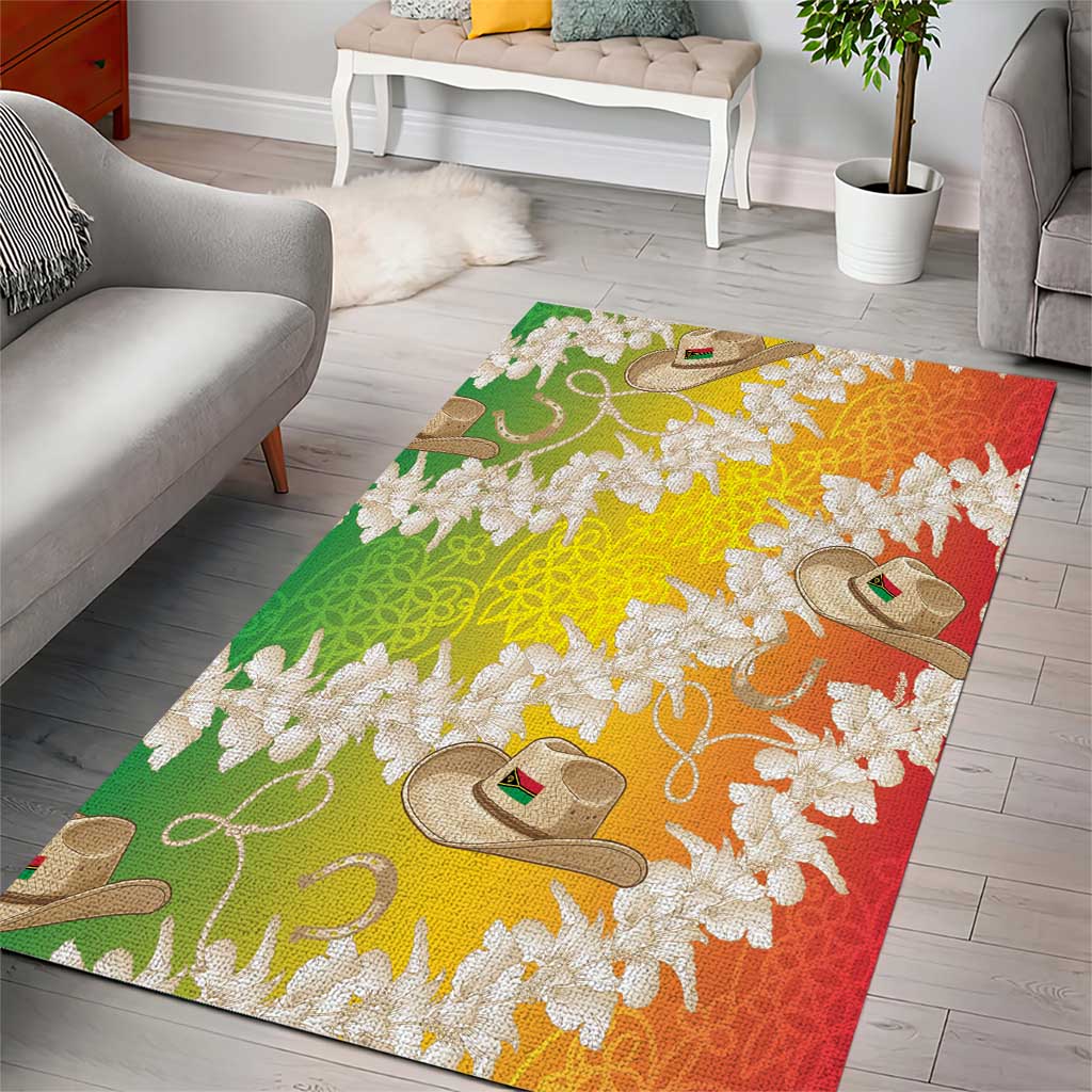 Vanuatu Cowboy Area Rug Straw Hats Hibiscus With Sand Drawing LT14 - Polynesian Pride