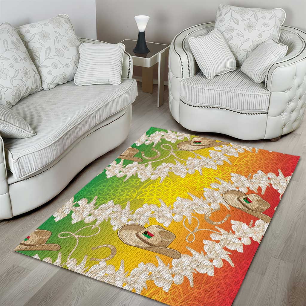 Vanuatu Cowboy Area Rug Straw Hats Hibiscus With Sand Drawing LT14 - Polynesian Pride